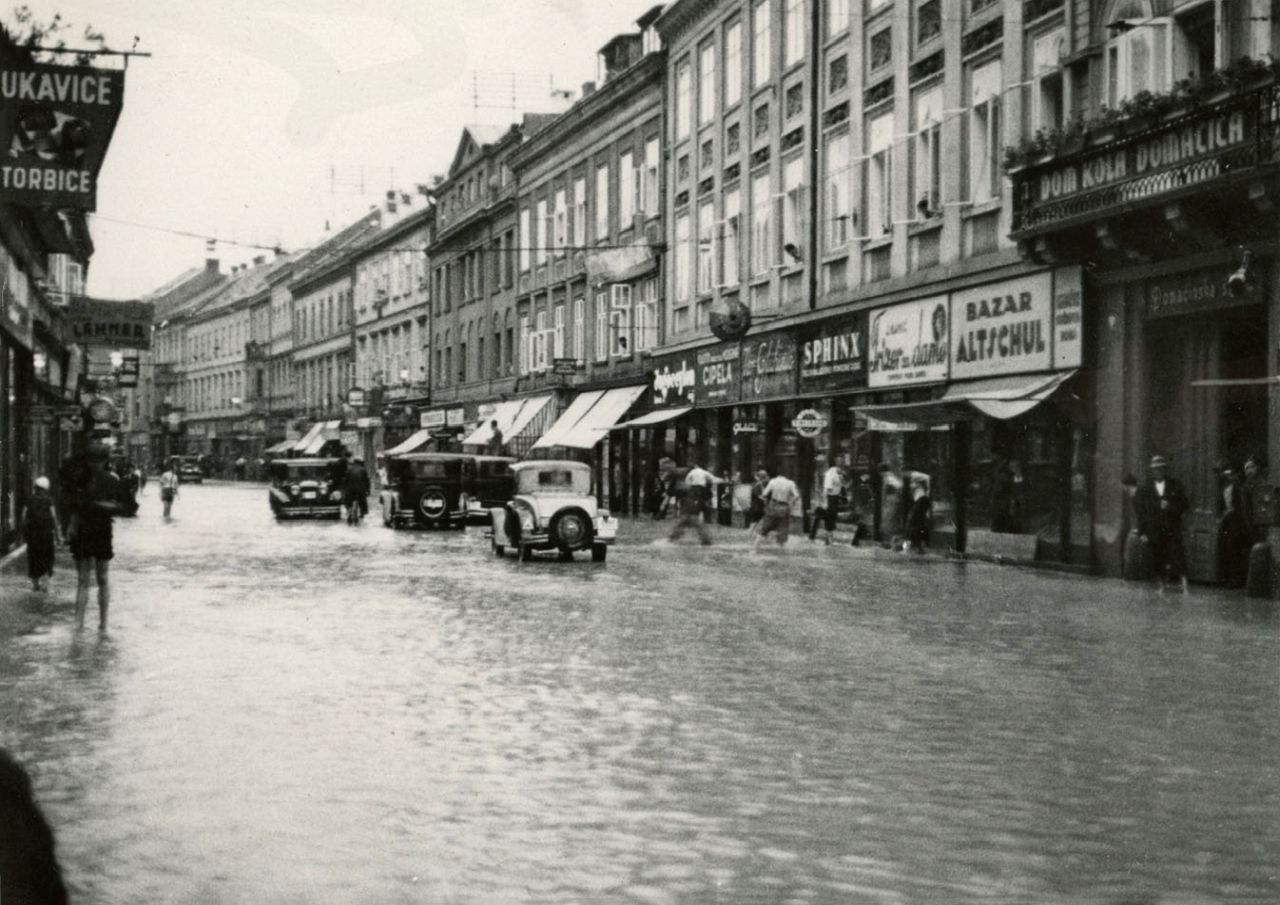 Ilica 1936. godine. Bujična poplava podsljemenskih zagrebačkih potoka